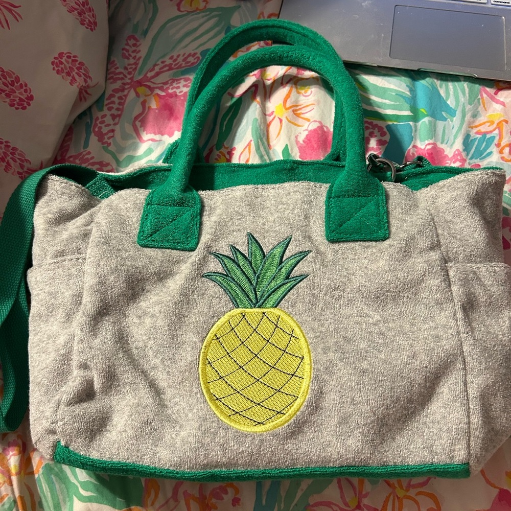 Wildfox Gray and Green Tote Bag with Pineapple Design